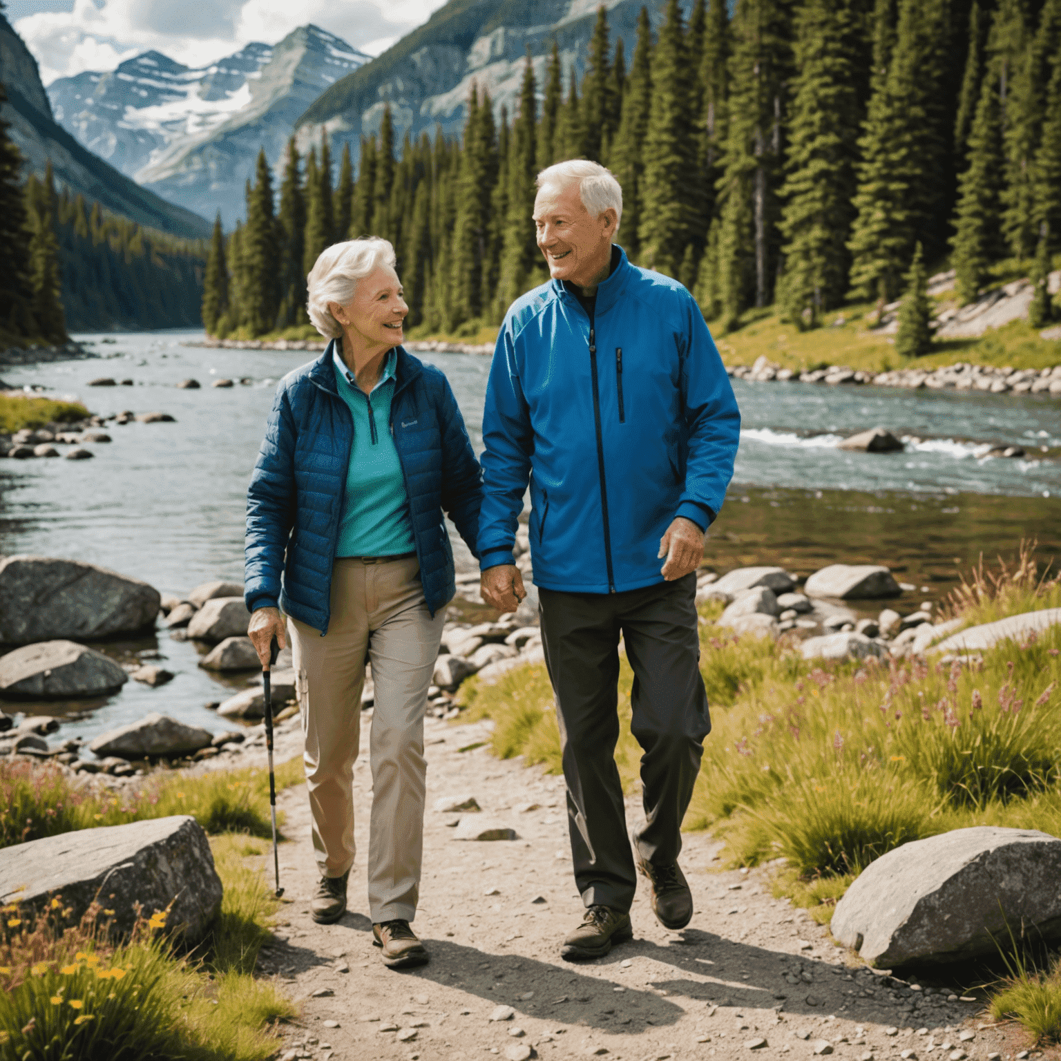 Senior couple enjoying outdoor activities in a beautiful Canadian national park